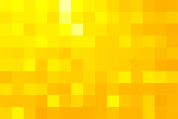 abstrakter pixelgelber hintergrund. geometrische goldstruktur aus quadraten. vektormuster quadratischer gelber pixel - techno backgrounds textured yellow stock-grafiken, -clipart, -cartoons und -symbole