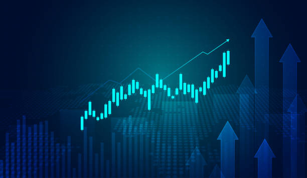 wykres obrotu inwestycjami giełdowymi w koncepcji graficznej nadaje się do inwestycji finansowych lub trendów gospodarczych pomysł na biznes. konstrukcja wektorowa - investment finance technology blue stock illustrations