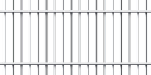 реалистичные металлические тюремные решетки, изолированные на белом фоне. детализированная тюремная клетка, тюремный железный забор. маке - prison stock illustrations