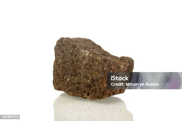 Macro Mineral Stone Baryte On A White Background Stock Photo - Download Image Now - Cut Out, Andesite, Gray Color