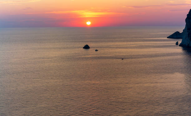 istock Beautiful sunset view from Paleokastritsa monastery, Corfu island, Greece 1329919493