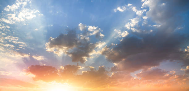 istock Beautiful sky with colorful bright clouds after sunset. Sky nature background. 1329924266