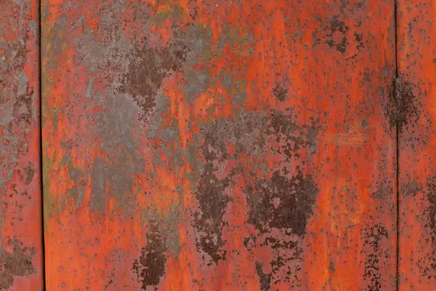 Photo of Rusty metal background. Red metal texture with rust. Rust stains a lot.