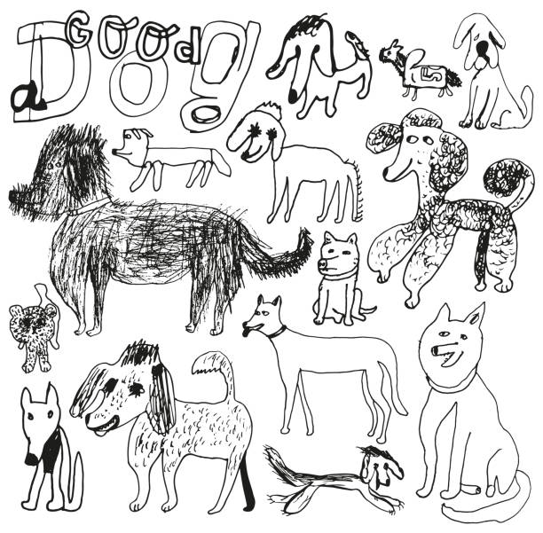 zestaw psów - dog mixed breed dog puppy white background stock illustrations