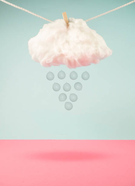 istock Raining balloons from cloud hanging on a rope 1329947772