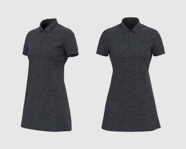 istock Blank collared shirt mockup in front and side views 1329967270