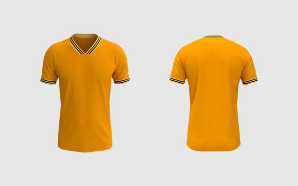 herren fußball t-shirt mockup in vorder- und rückseite - soccer uniform stock-fotos und bilder