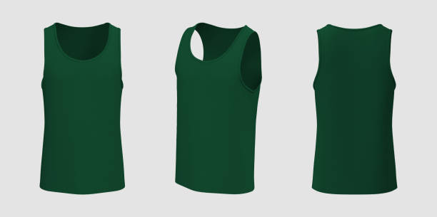 istock Blank sleeveless t-shirt mockup in front, side and back views 1329967344