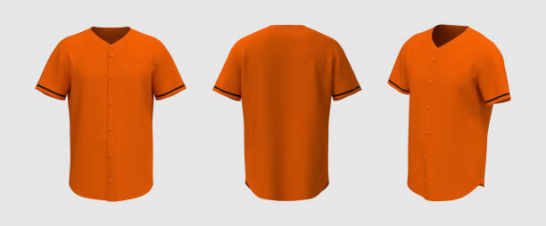 istock Baseball t-shirt mockup in front, side and back views 1329967386