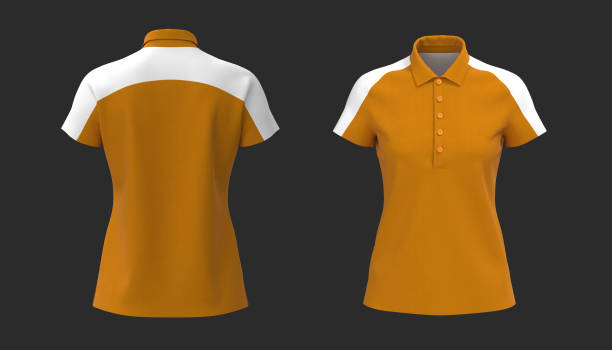istock Blank collared shirt mockup in front and back views 1329967449