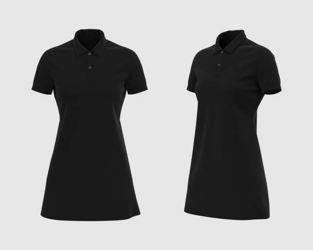 Blank collared shirt mockup in front and side views