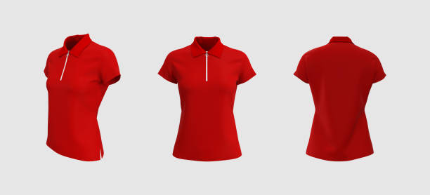 istock Blank collared shirt mockup in front, side and back views 1329967466