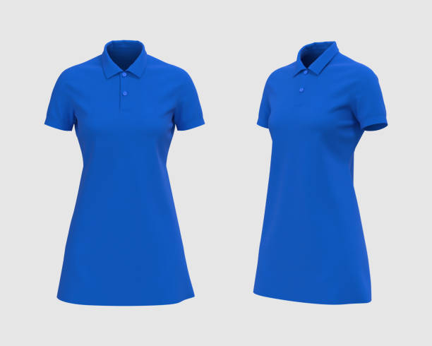 istock Blank collared shirt mockup in front and side views 1329967478