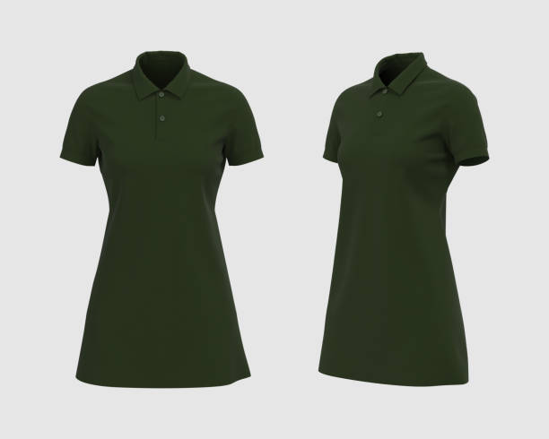 istock Blank collared shirt mockup in front and side views 1329967483