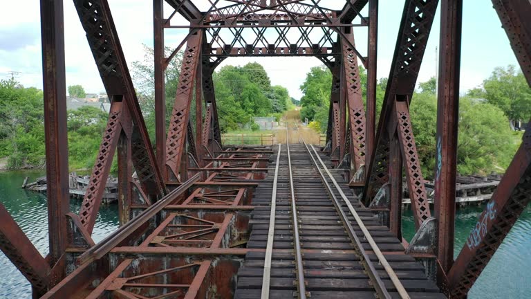 Abandoned railroad bridge over the old Welland Canal