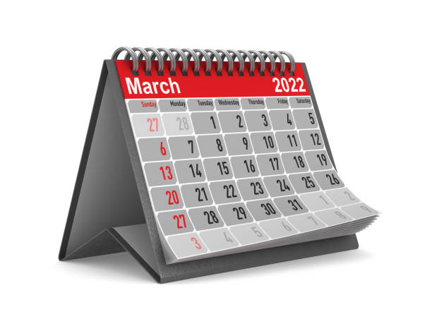istock 2022 year. Calendar for March. Isolated 3D illustration 1329972497
