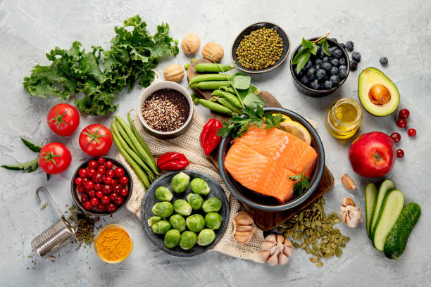 istock Selection of healthy food 1329972643