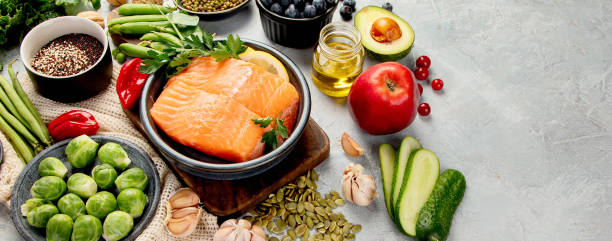 istock Selection of healthy food 1329973409