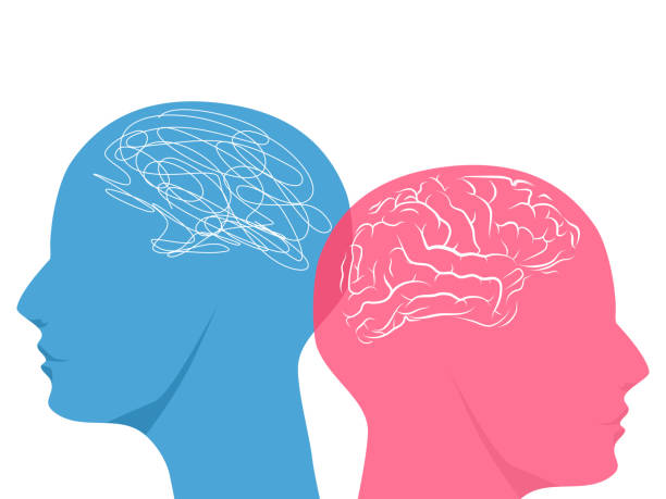 istock Double head silhouette. Conceptual emotional disorder. bipolar emotional metaphor 1329975365