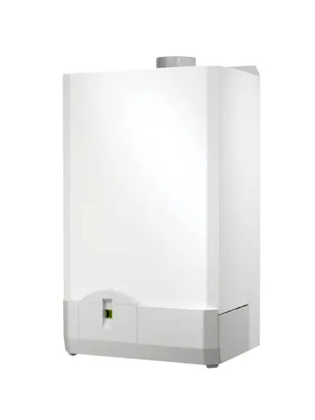 front view combi boiler attached to a wall(clipping path)