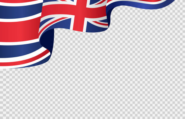 развевающийся флаг великобритании изолирован на png или прозрачном фоне, символы соединенного королевства, великобритании, шаблон для банн� - британский флаг stock illustrations