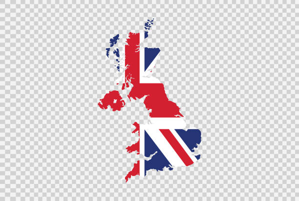 png 또는 투명 한 배경에 고립 된지도에 영국 플래그,영국의 상징, 영국, 배너, 카드, 광고, 홍보, tv 광고, 광고, 웹, 벡터 일러스트에 대한 템플릿 - uk map british flag england stock illustrations