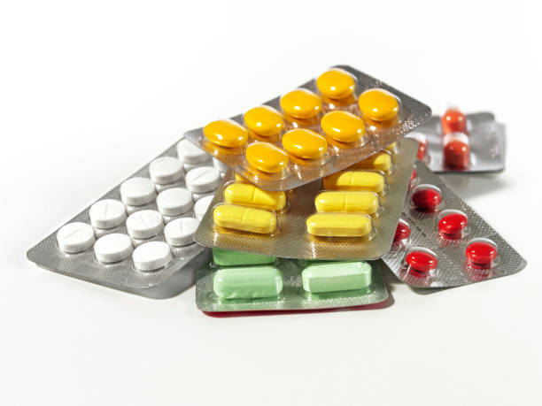 Pills and capsules Still life of medicine blister packs sleeping pill stock pictures, royalty-free photos & images