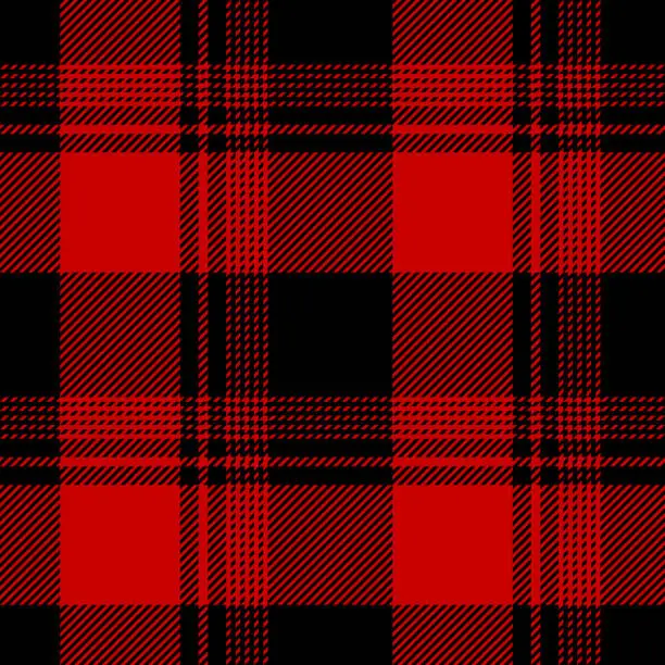 Vector illustration of Plaid pattern in black and red. Ombre buffalo check plaid tartan graphic for spring autumn winter flannel shirt, dress, jacket, other modern fashion textile print. Striped textured design.
