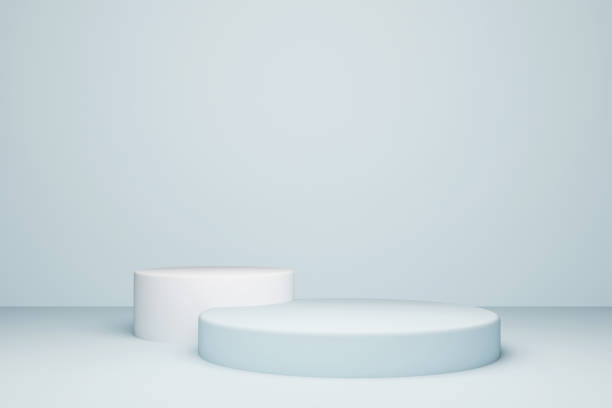 istock Background 3d rendering with podium and minimal cyan wall theme. Podium minimal style background. Stage blue pastel color. 3d illustration 1329983343