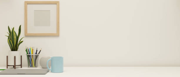 istock Copy space for product display in modern room design on white table 1329983754