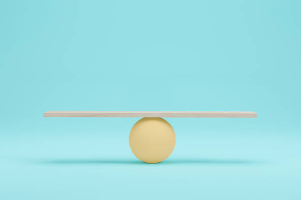 istock Wood scales on light blue background. 3D render. 3D illustration. 1329985857
