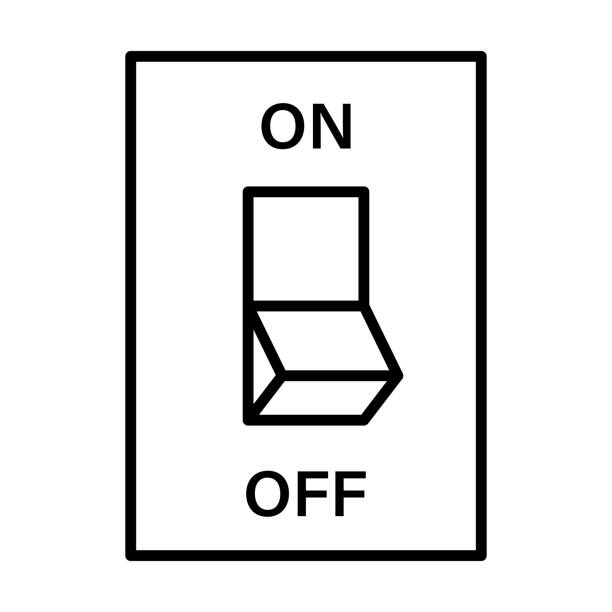 stockillustraties, clipart, cartoons en iconen met electric switch outline icon vector. power off linear style sign toggle switch off position for graphic design, logo, web site, social media, mobile app, ui - in en uitschakelen