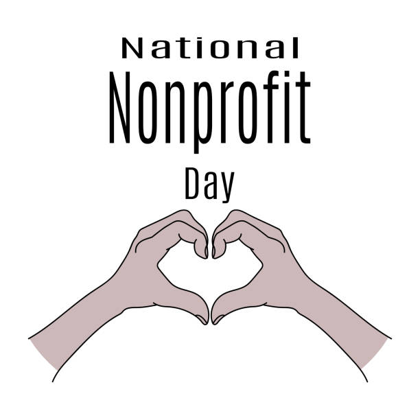 national nonprofit day, symbolisches herz aus händen, konzept für banner oder poster - größere sehenswürdigkeit stock-grafiken, -clipart, -cartoons und -symbole
