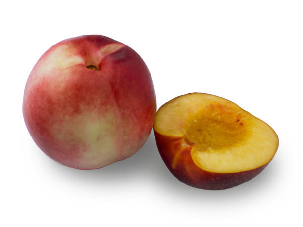 istock The peach is whole and cut 1329992099
