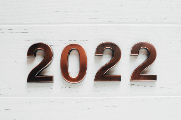istock Metal numbers 2022 on a white background. 1329992359