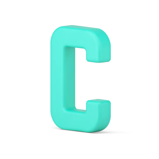 зеленая буква c 3d значок. языковой символ для объемной типографики - letter text messaging decoration green stock illustrations