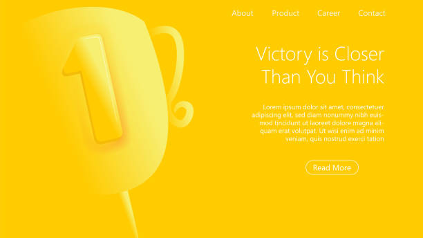 istock victory is closer than you think. winner trophy award concept. web design template. yellow monochrome style vector illustration 1329997698