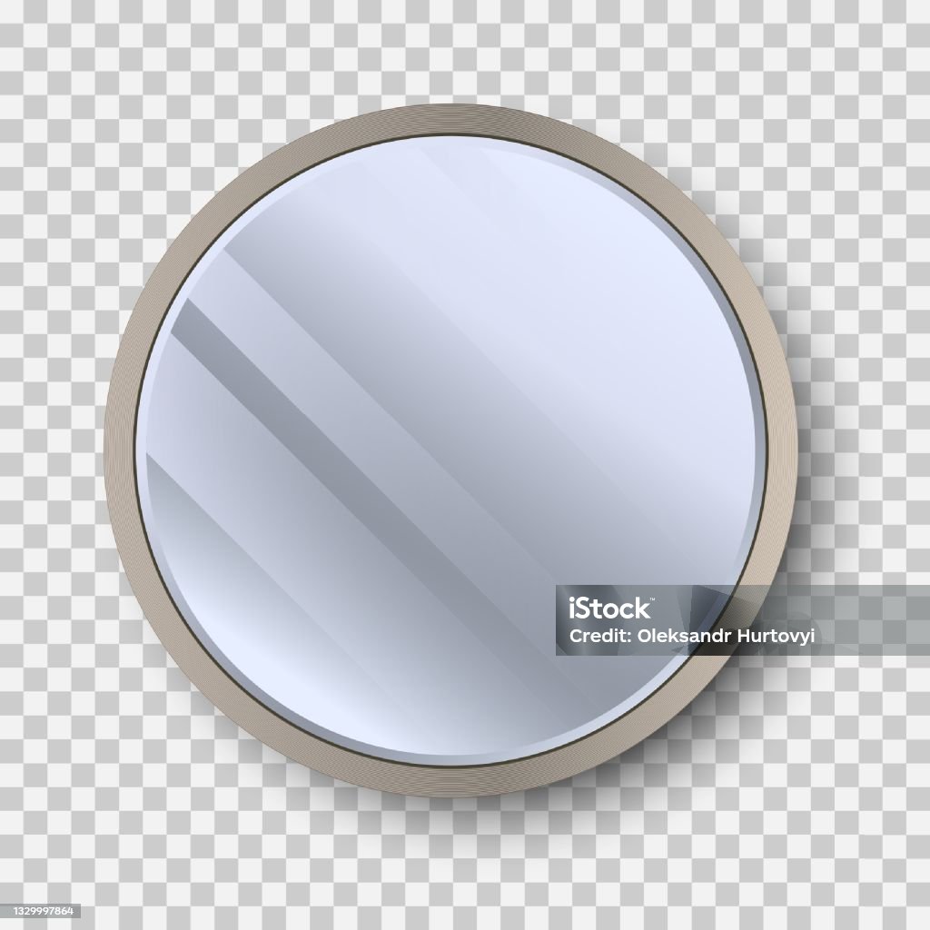 Mirror Roun Sample Realistic Round Mirror With Reflection On Glass Geometrical Mirror With ...