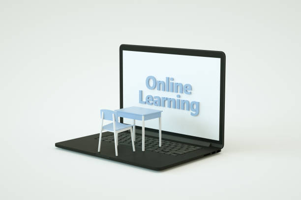 istock Online Learning with Laptop and School Desk 1329997930
