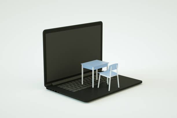istock Online Learning with Laptop and School Desk 1329997953