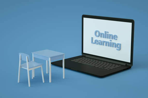 istock Online Learning with Laptop and School Desk 1329998518
