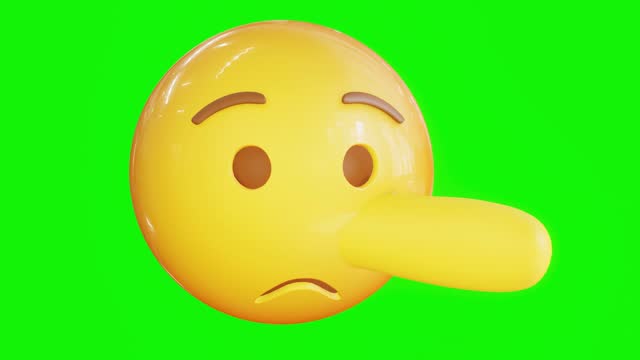 Animated Pinocchio emoji. Emoticon stock video. 3d render. Seamless loopable. Isolated background.