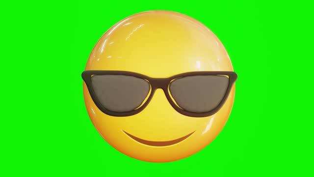 Animated sunglasses emoji. Emoticon stock video. 3d render. Seamless loopable. Isolated background.