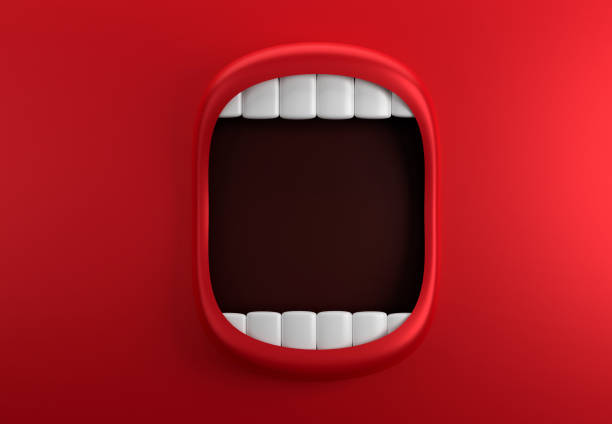 Abstract big red mouth on red background