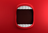 Abstract big red mouth on red background