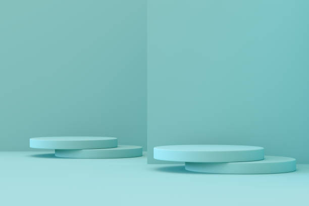 istock Empty Product Stand, Platform, Podium, Exhibition, Blue Background 1330000940