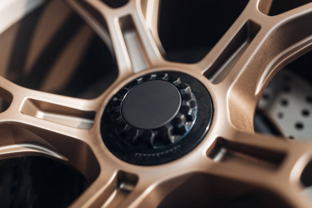 istock Sport car wheel close up with the central locking 1330008480