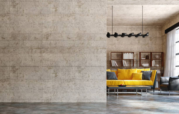 Living room interior in loft, industrial style