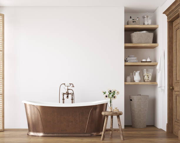 istock White cozy bathroom interior, farmhouse style 1330009625