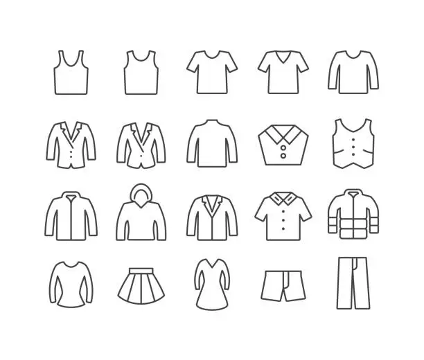 Vector illustration of Clothing Icons - Classic Line Series